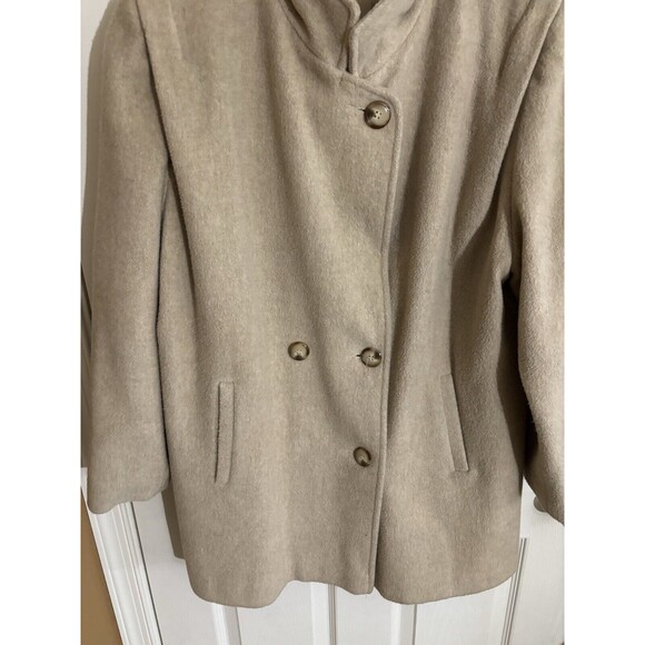 Vtg Herman Kay Women’s Wool Beige Button Up Coat Front Pockets Sz XL See Details - Picture 4 of 15